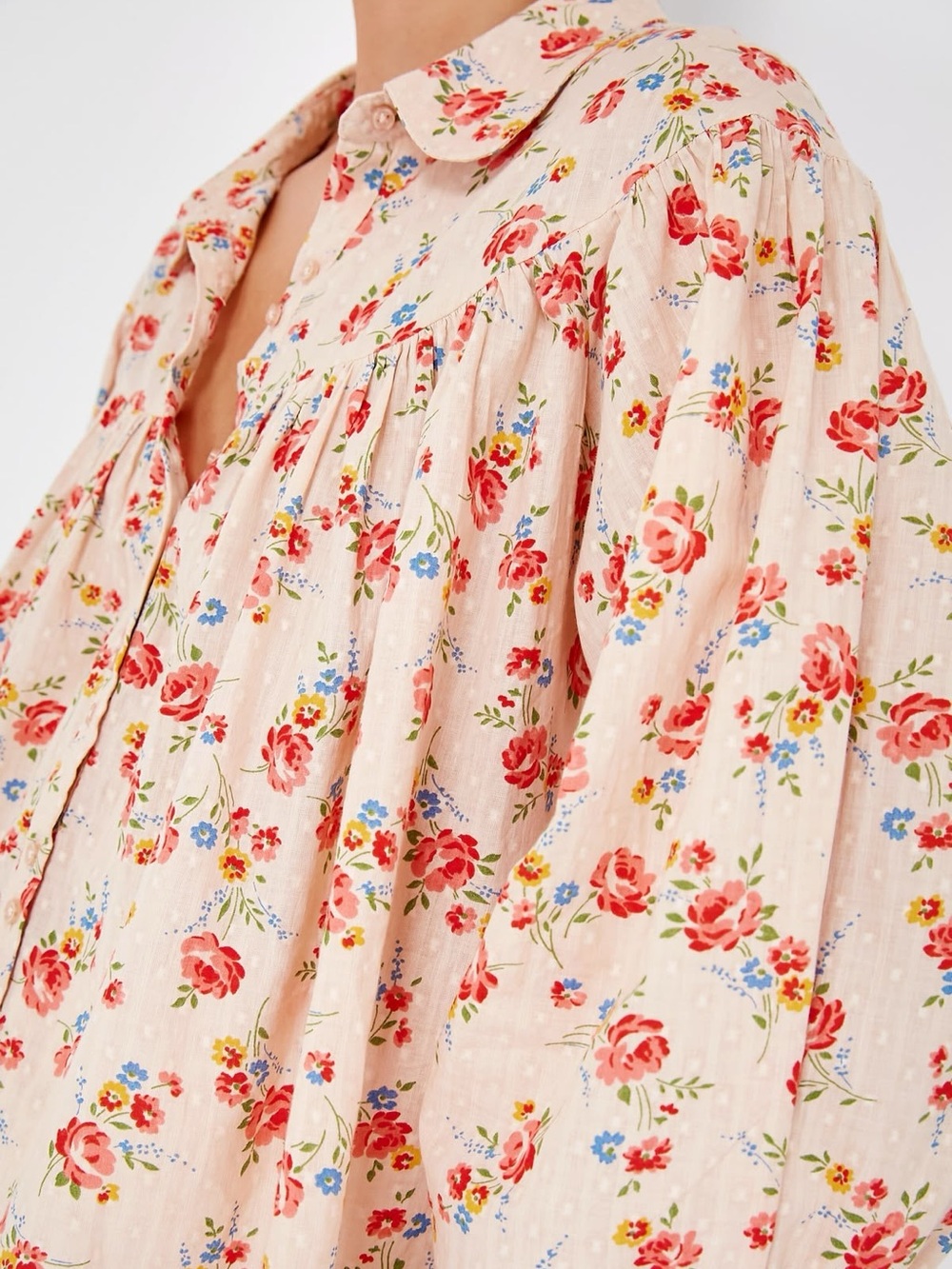 The GREAT.  Pale Pink Kerchief Rose Print The Carousel Top - Sz 3